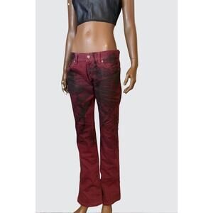 Vintage Tornado Mart Tie-Dye Effect Burgundy and Black Jeans low rise size M